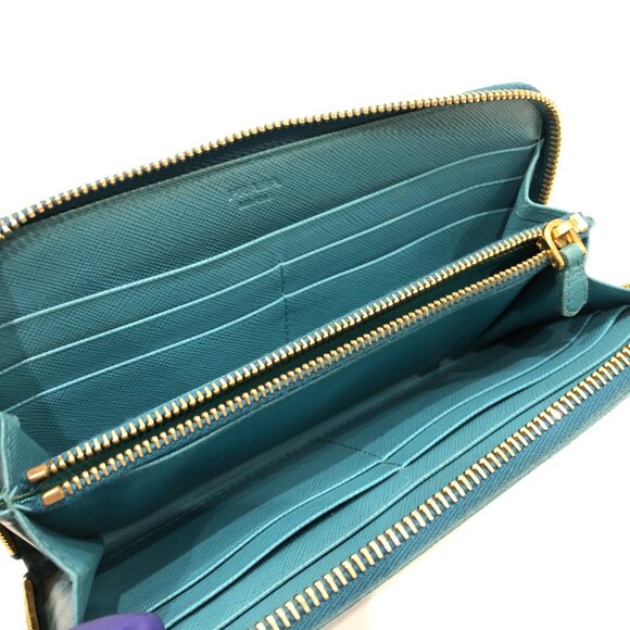 Prada Blue Zip Around Long Wallet Sku#84136 (Gently used) - Picture 11 of 15